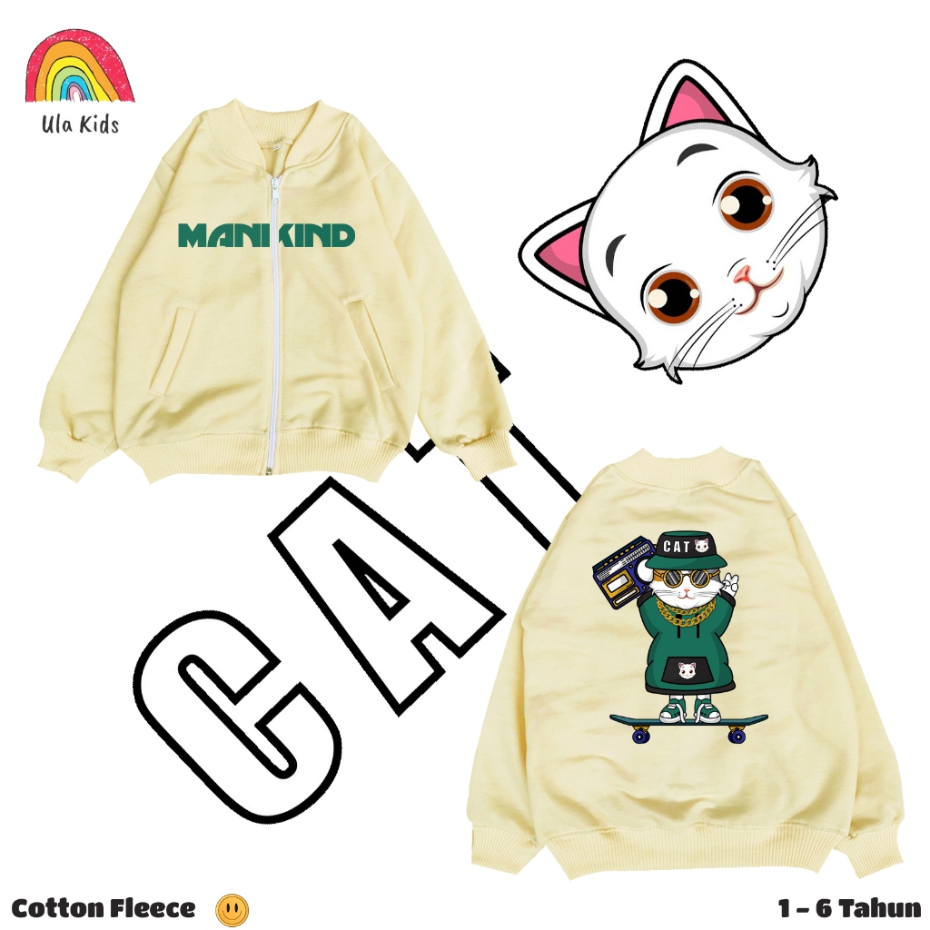 Ulakids Bomber Zipper Jacket / Jaket Bomber Anak Cat Mankind 1-6thn