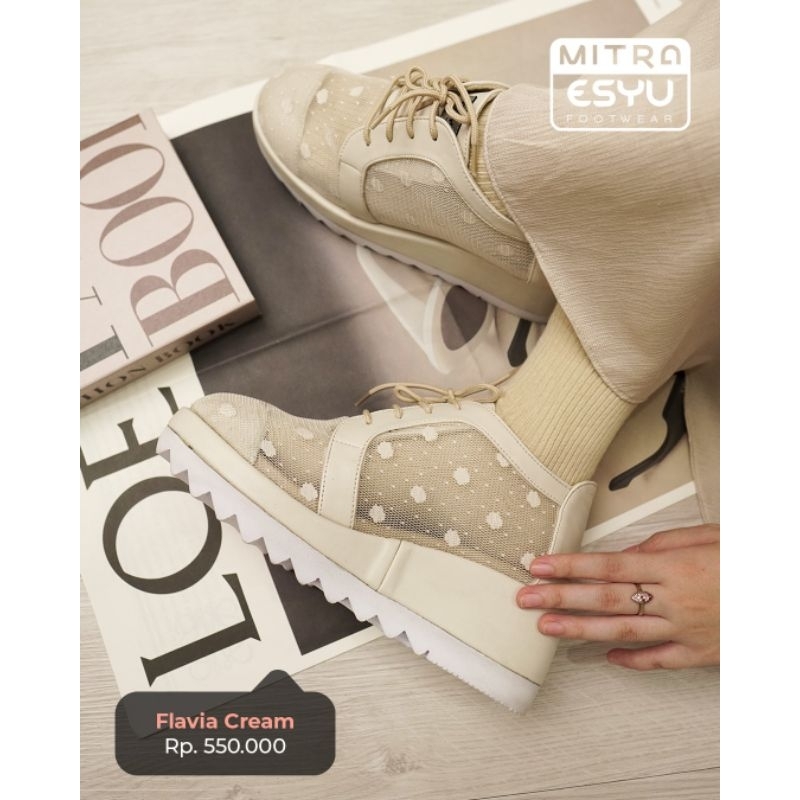 [ESYU FOOTWEAR] SEPATU WEDGES JARING | SNEAKERS WANITA TALI KOREA | SEPATU WEDGES ESYU " FLAVIA SERI