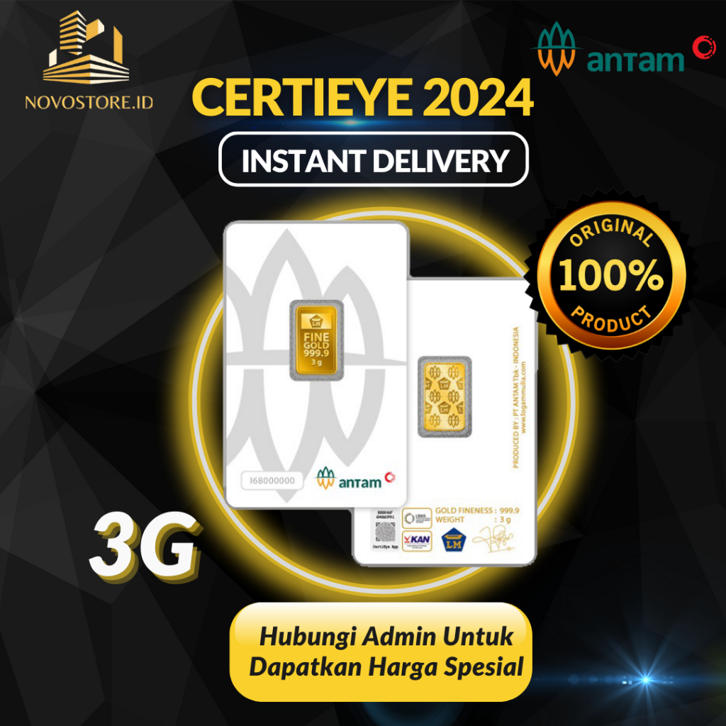 Logam Mulia Emas Antam 3 Gram Model Redmark Tahun 2020-2025 Terbaru Asli