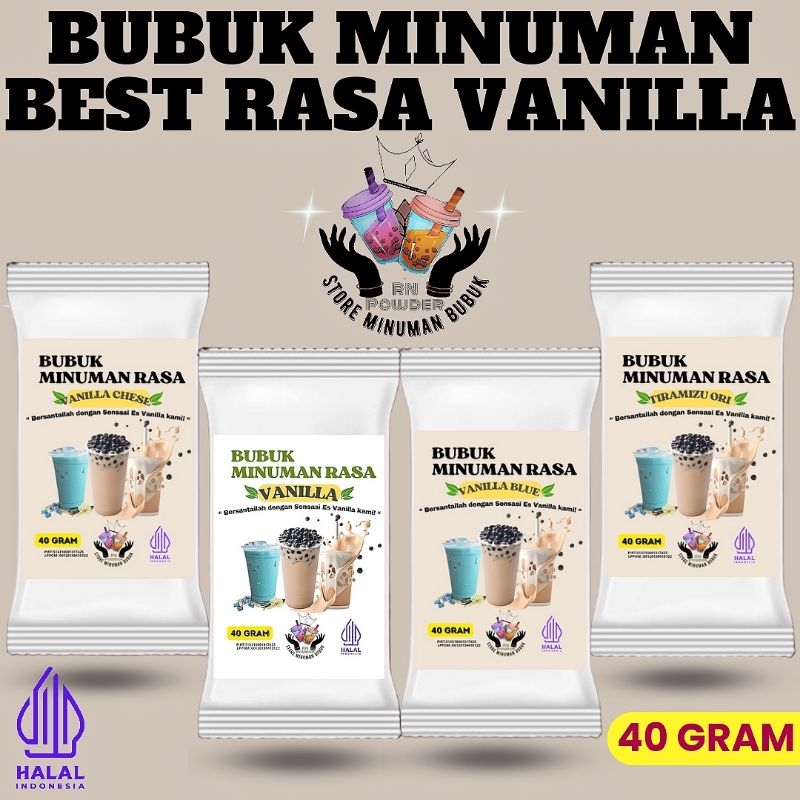 

BUBUK MINUMAN PREMIUM RASA VANILA BUBUK 40 GR BUBUK MINUMAN RASA SERBUK MINUMAN RASA PREMIUM MINUMAN