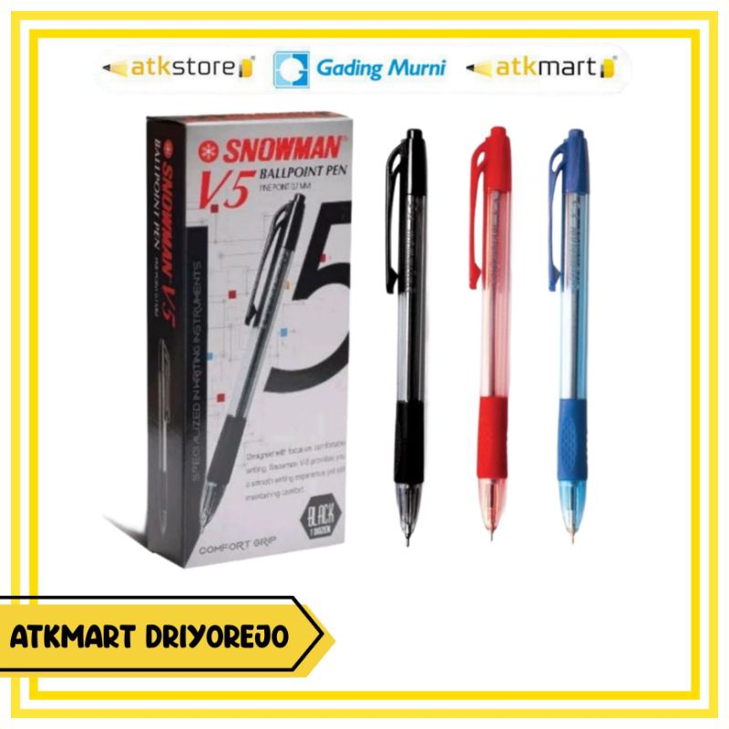 

PULPEN 0.7MM SNOWMAN BALLPOINT V-5 TINTA WARNA HITAM BIRU MERAH (ISI 1 PCS)