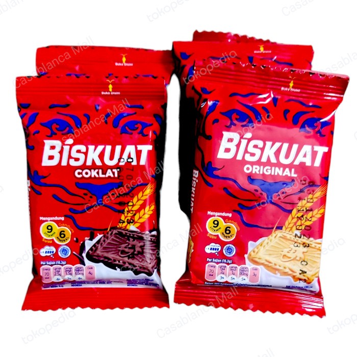 BISKUAT BISKUIT SUSU RENCENG COKLAT ORIGINAL 15.2 GRAM / BISKUAT 1000