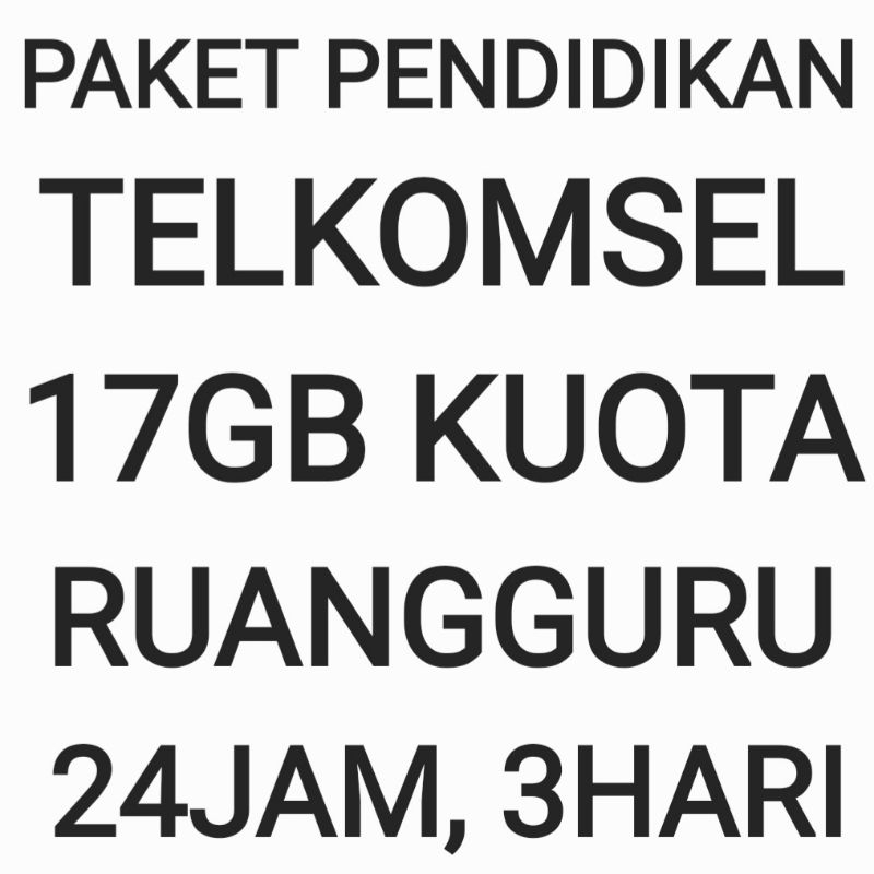 [CHAT DULU SEBELUM ORDER]Paket Pendidikan Telkomsel 17 GB Ruangguru Internet Data Kuota Belajar Seko