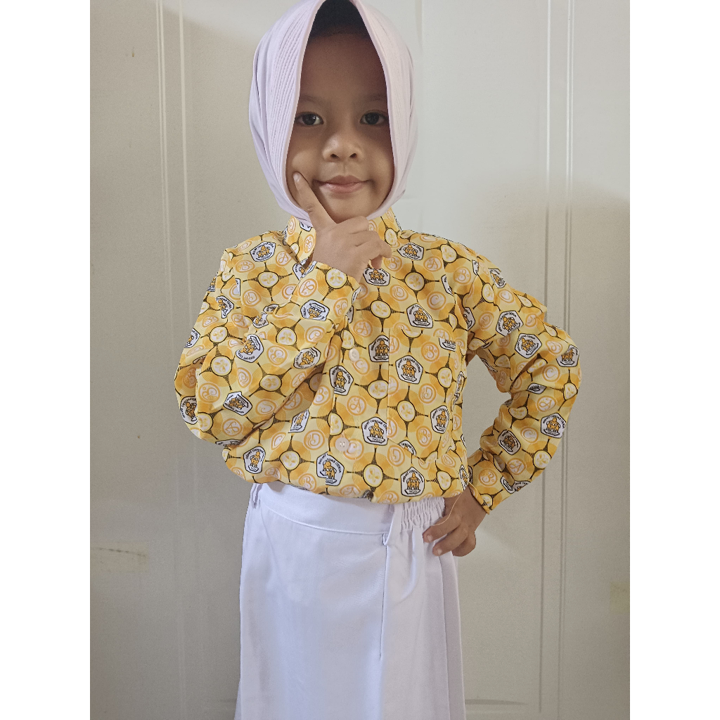 Batik Paud & TK Alfabet KUNING Lengan Panjang Dan lengan Pendek