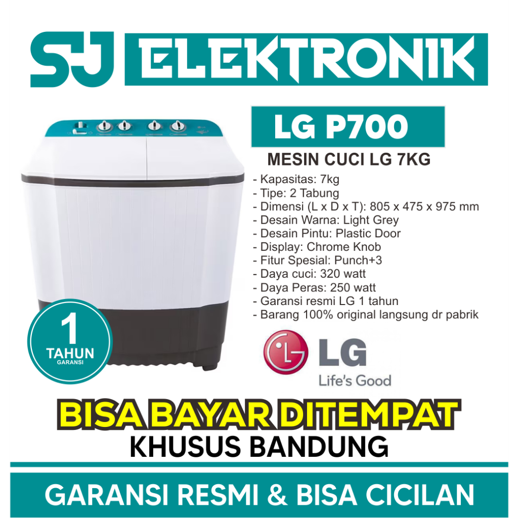 mesin cuci 2 tabung LG P7000N