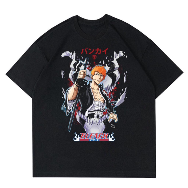 KAOS BAJU ANIME BLEACH DESIGN DEPAN | T-SHIRT ANIME BLEACH VINTAGE | BAJU ANIME BLEACH OVERSIZE