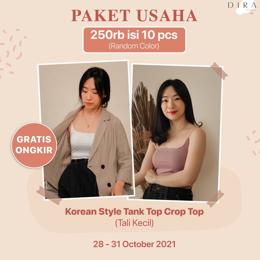 Paket Usaha Tank Top Crop U neck Tali Kecil