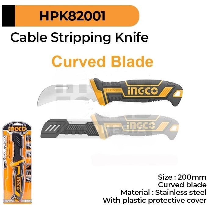 

Cable Stripping Knife (Curved 8") INGCO HPK82001 - Pisau Kupas Kabel