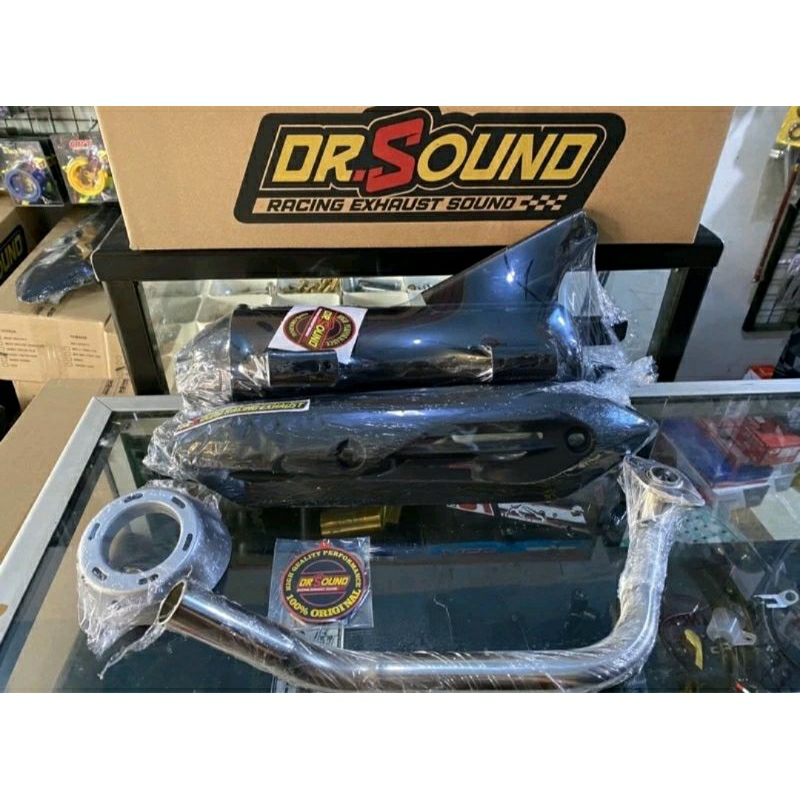 Knalpot copy cms dr sound beat karbu, fi, beat deluxe genio scoopy new + end muffler & cover knalpot