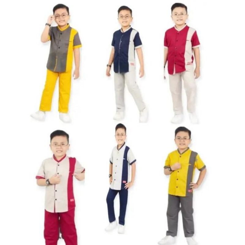 Fashion Baju Koko Muslim Anak Laki-laki Umur 1-12 Tahun//Setelan Baju KokoLebaran Anak Tanggung Syaf