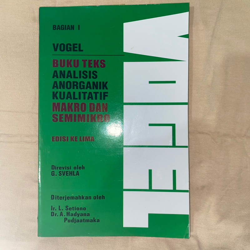 Buku VOGEL Bagian 1 edisi Kelima | Kimia Analisis Anorganik Kualitatif