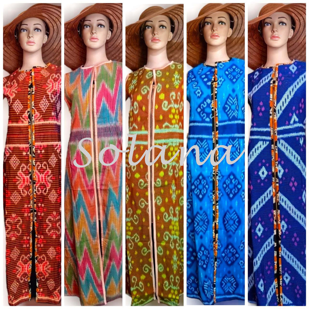 Solana 150501 Long Outer Tanpa Lengan Batik Tenun Jeporo bahan Tenun Lapis Trikot Jepang Tailor Zipp
