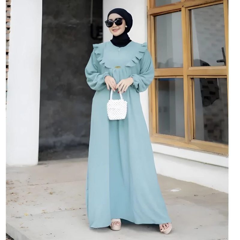 Gamis Salsa Dress Motif Dada Rempel/Gamis Fashion Muslim Terkini