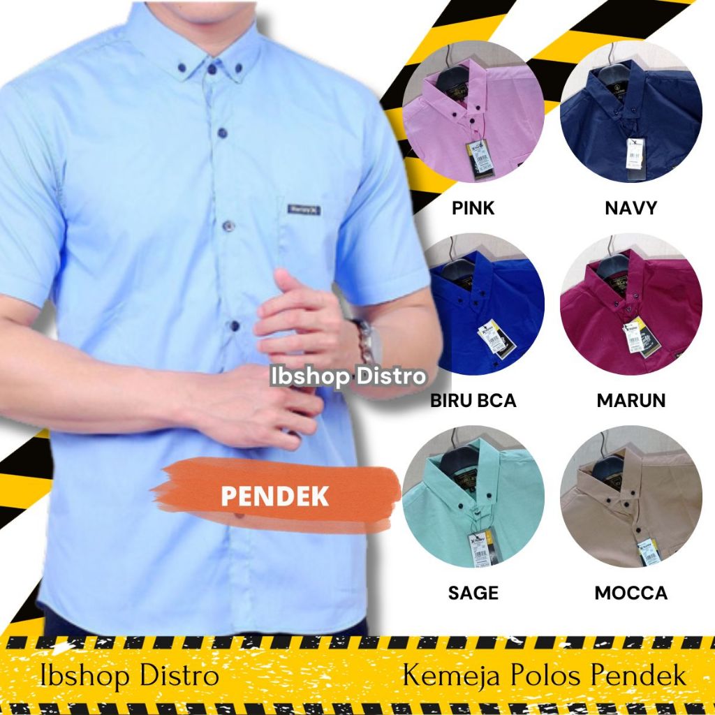 Hem kemeja polos / baju hem pria kemeja cowok lengan pendek / kemeja polos pria keren kekinian