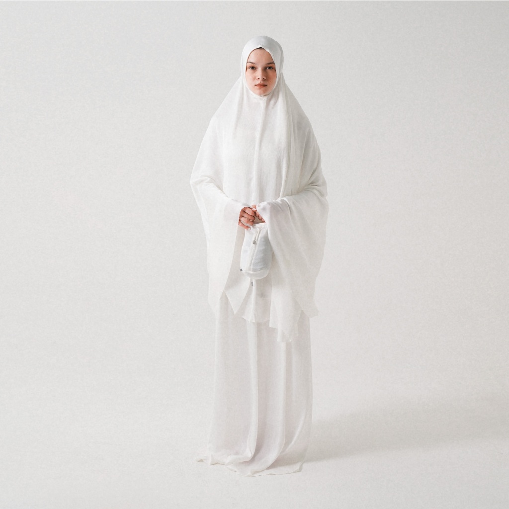 Queensland Mukena Polos Dewasa Satu Set LIN000257Q Putih