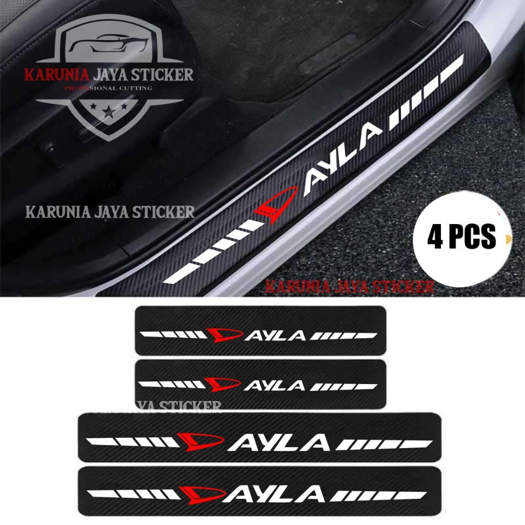 4 pcs sticker karbon mobil ayla cutting sticker pelindung bawah pintu mobil