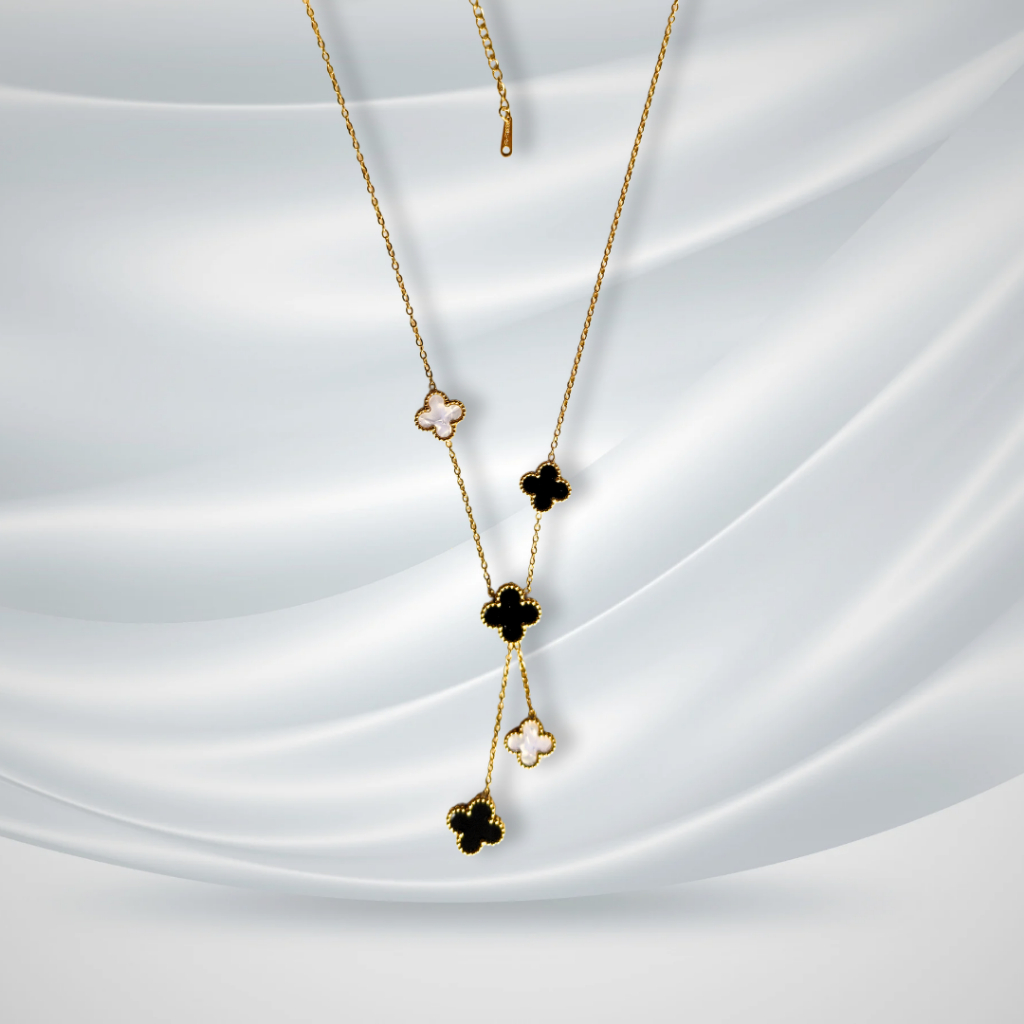 Glory Things - Alhambra Black&White Titanium Necklace