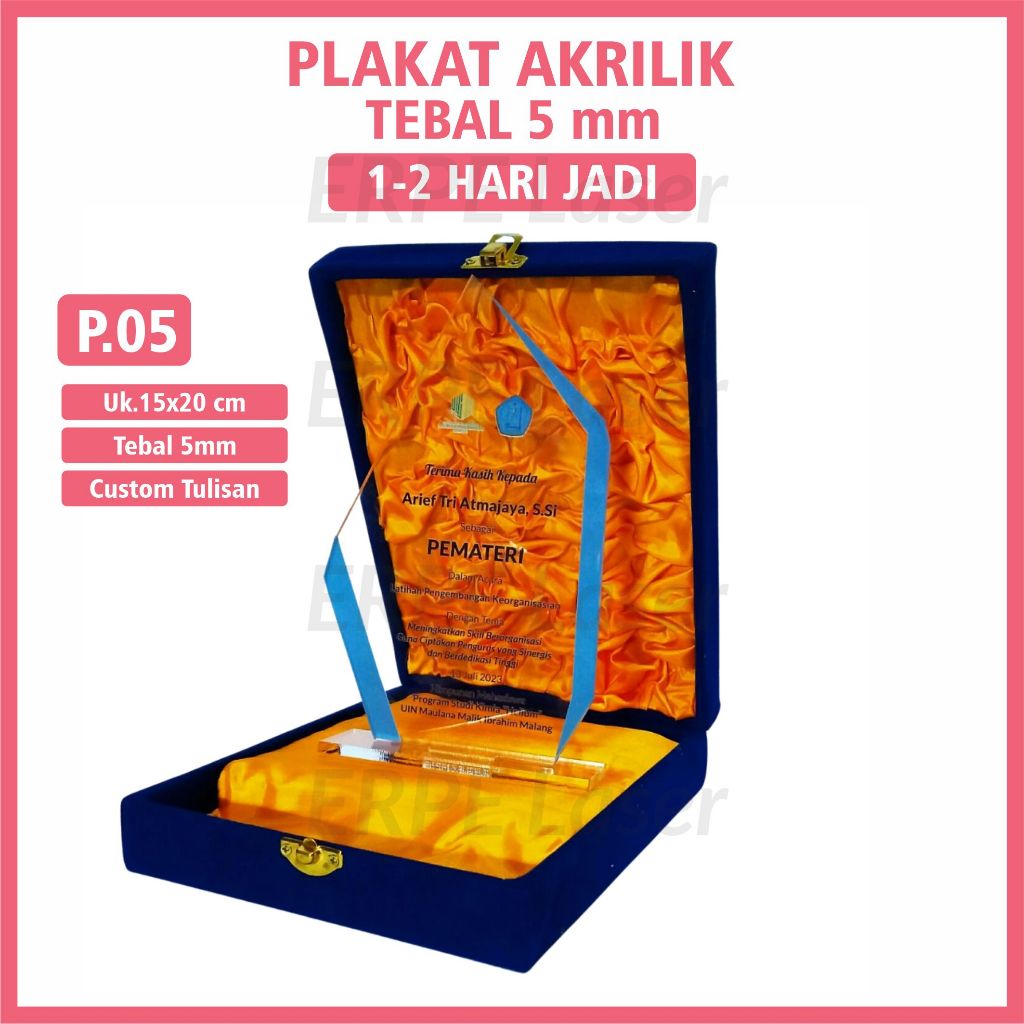 P.05 PLAKAT PENGHARGAAN AKRILIK | Plakat Akrilik Custom | Plakat Wisuda Murah