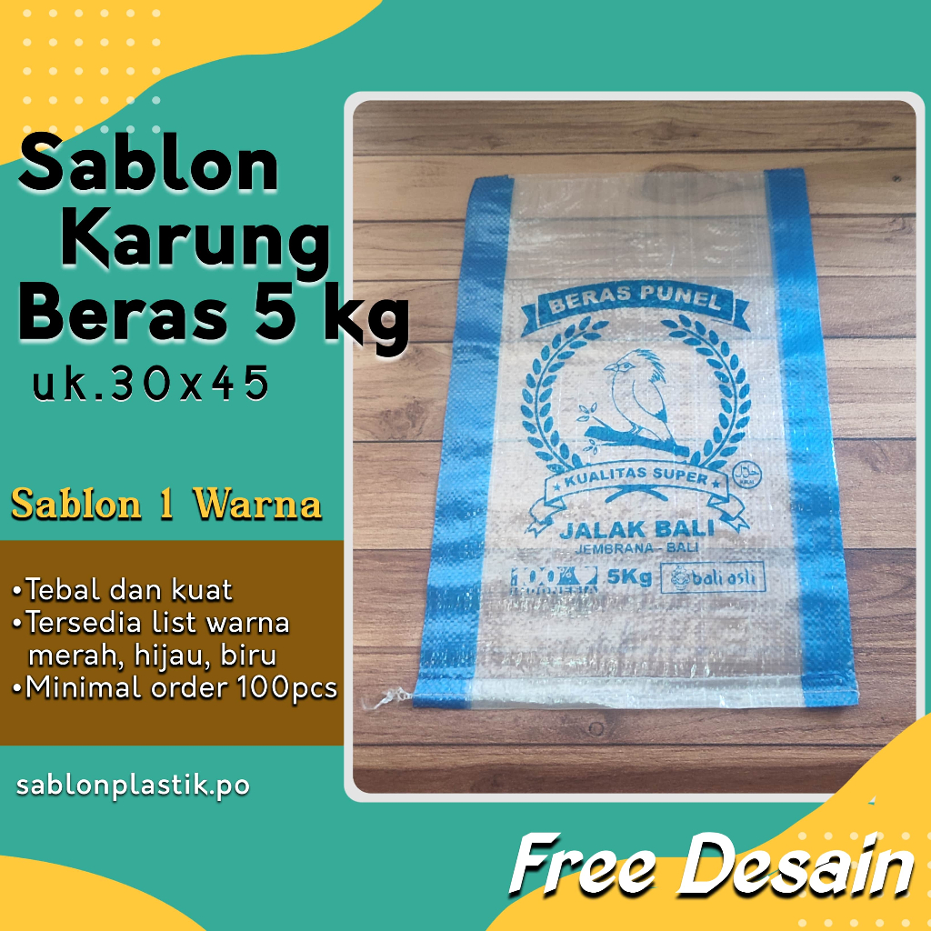 Sablon Sak Beras 5Kg Bahan (Karung/Sak)Tebal | KEMASAN | CUSTOM | KANTONG | DISTRO | BRANDING