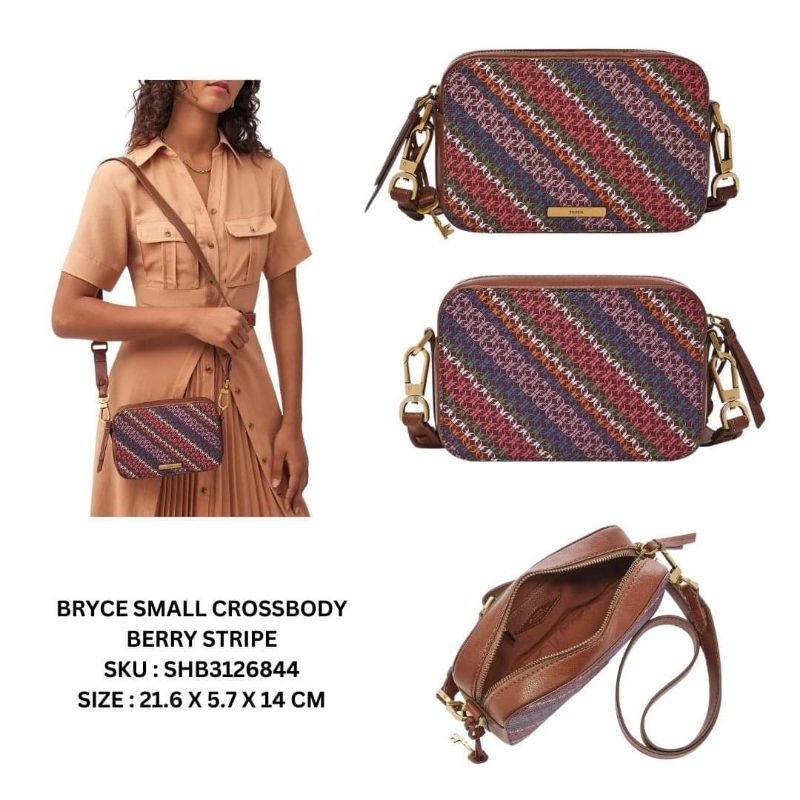 Fossil Bryce Crossbody Berry Stripe