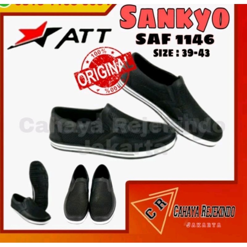 Sepatu Pantofel Karet Pria Sankyo SAF 1146/Sepatu Karet Slip on Pria ATT Sankyo