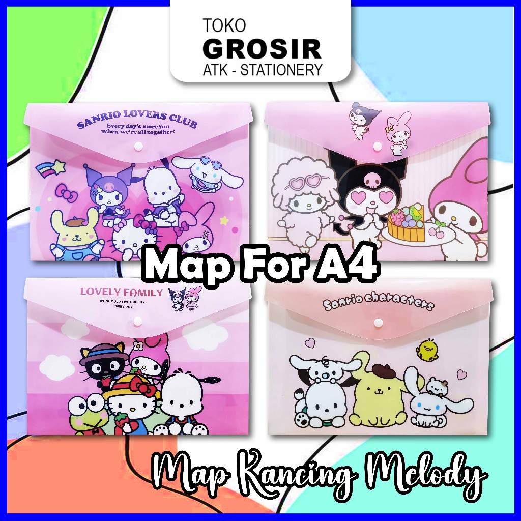 

Map Kancing Melody Lucu/ Folder Bag - Gambar Sanrio - Map For A4 - (0318-109-01/02/03/04)