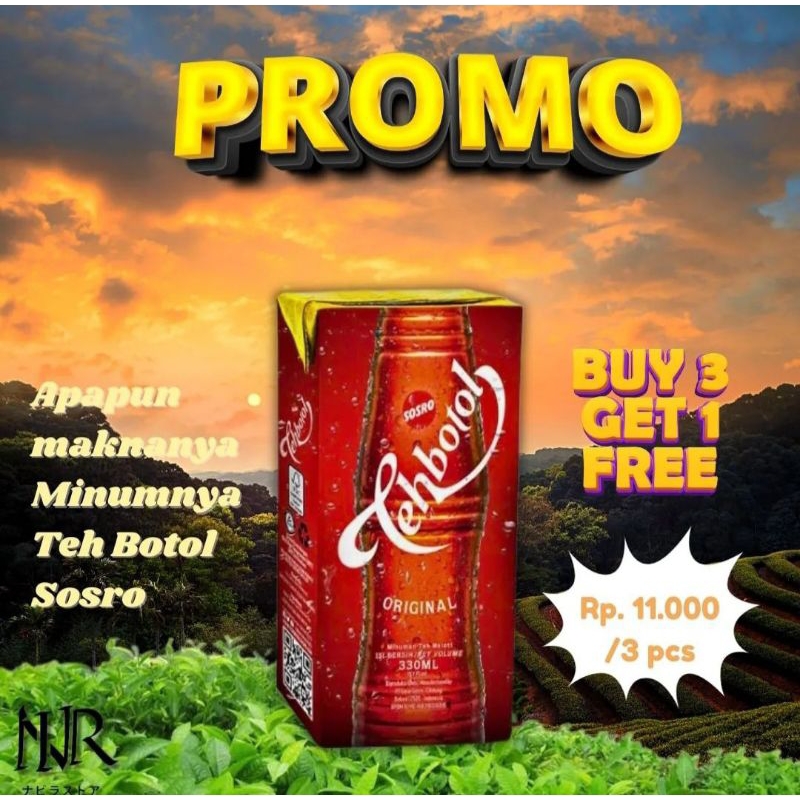 

Teh Botol Kotak Promo beli beli 3 gratis 1