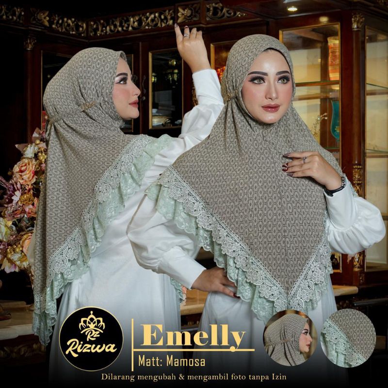 emelly rizwa bergo siria tali belakang premium renda mewah