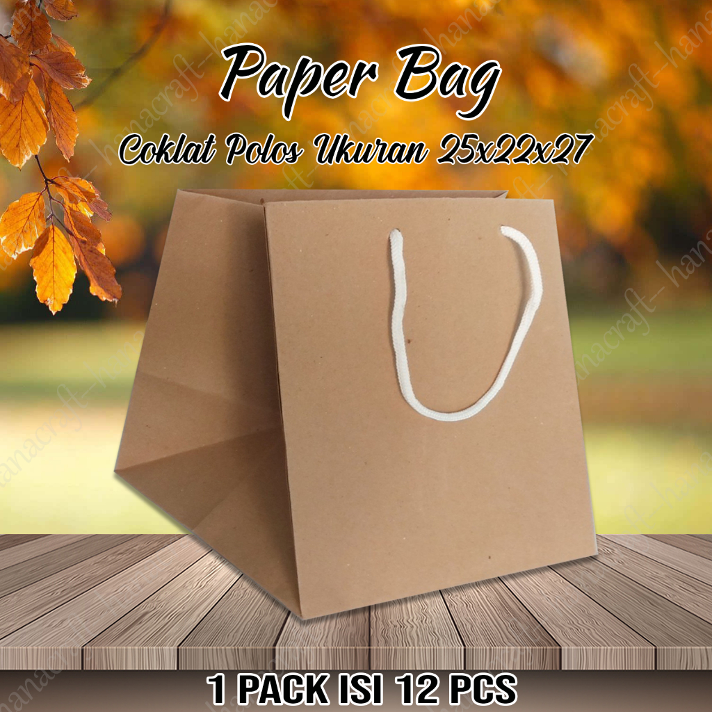 

Paper bag Coklat Polos 25x22x27 / Tas Kotak Nasi / Tas Kertas Polos / Tas Kado / Tas Asul-asul / Tas Hajatan / Bungkus Kado
