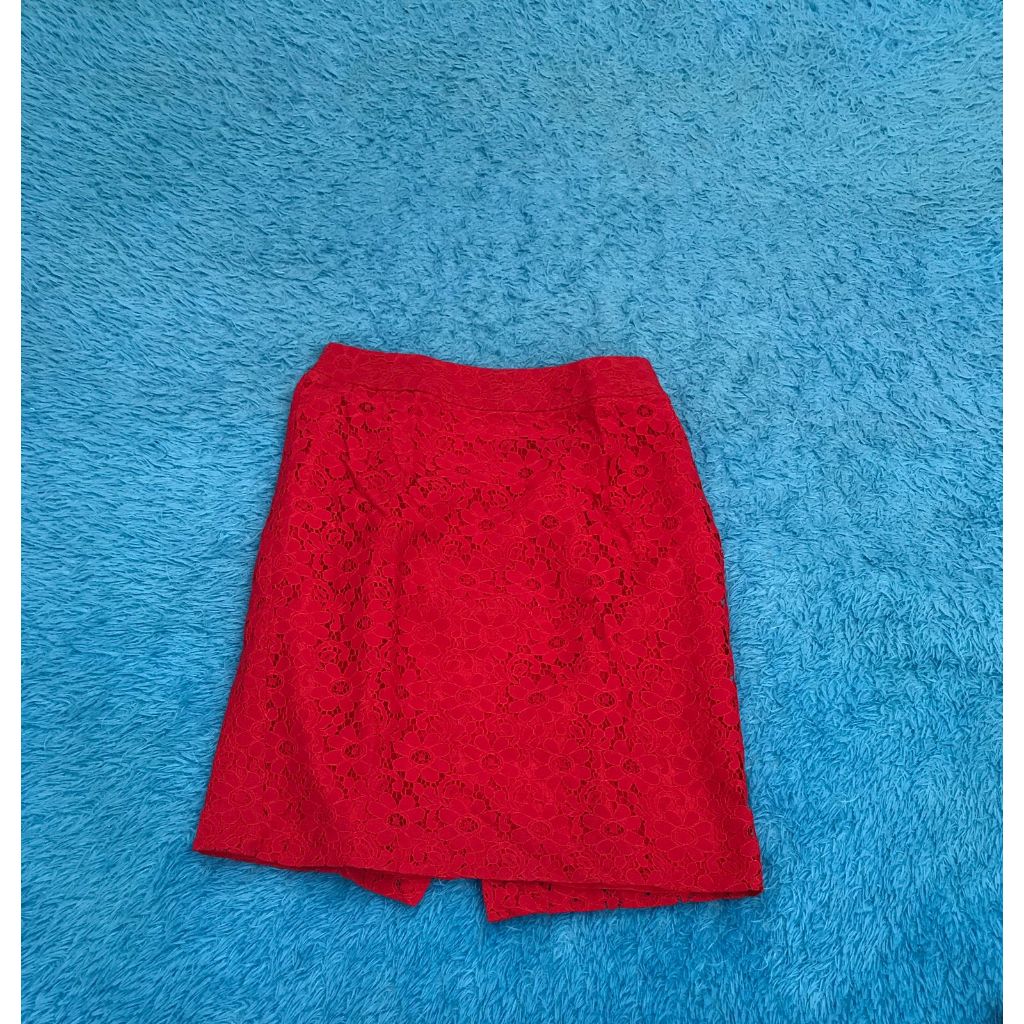 PRELOVED - Executive - brokat vintage dress in red