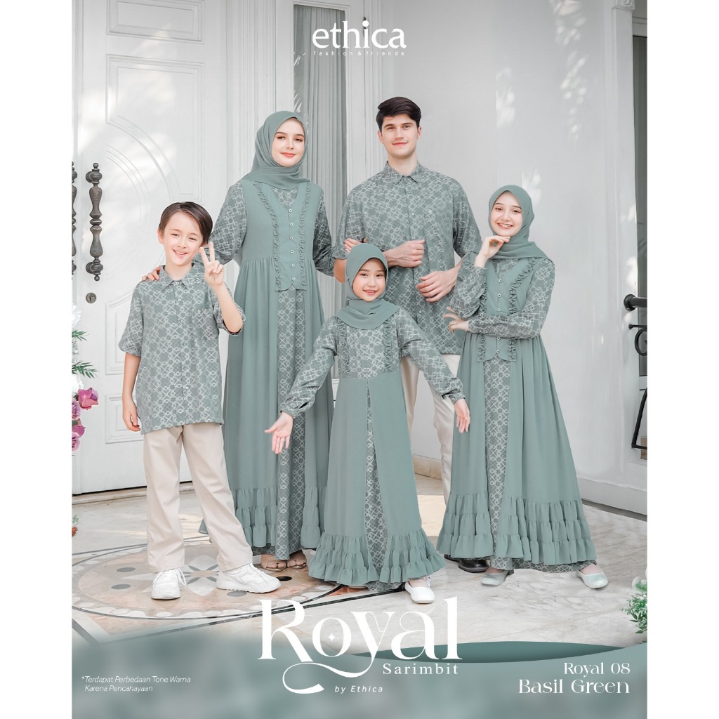Ethica Sarimbit Royal 08 Basil Green Gamis dan Koko Couple Keluarga Terbaru 2024