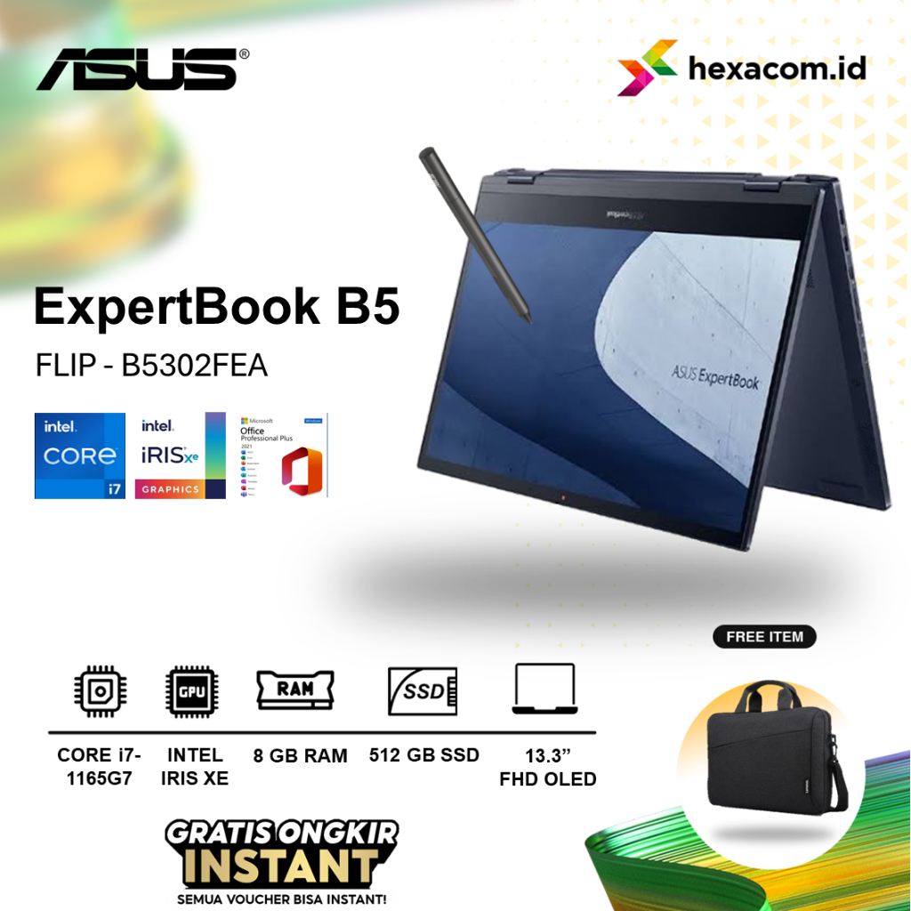 Laptop Asus Expertbook B5 Flip B5302FEA Oled Core i7 1165G7 8Gb 512Gb Ssd Windows 11 Pro 13.3 Fhd Touchscreen