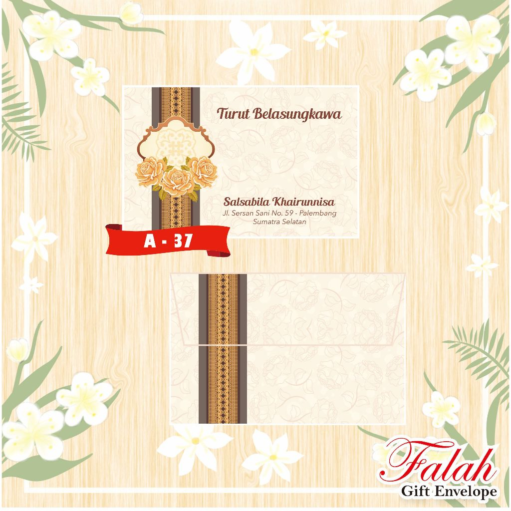 

Amplop Kondangan sudah isi nama per box isi 50 lembar motif Falah A 37