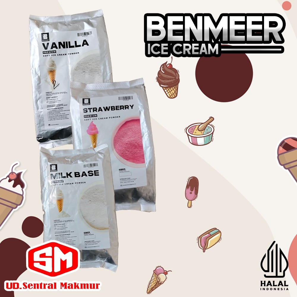 

BUBUK ES KRIM "BENMEER" ICE CREAM POWDER 1 KG ANEKA VARIAN RASA