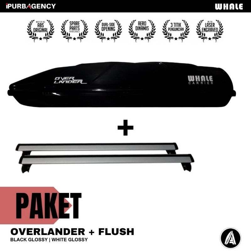 Paket Roof box Whale Overlander + Cross bar Flush: Universal