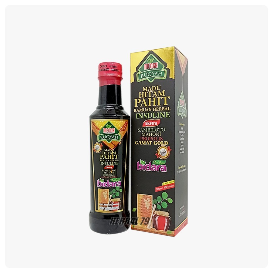 

Madu Hitam Pahit Mecca Ruqyah 500gr plus Sambiloto Gamat