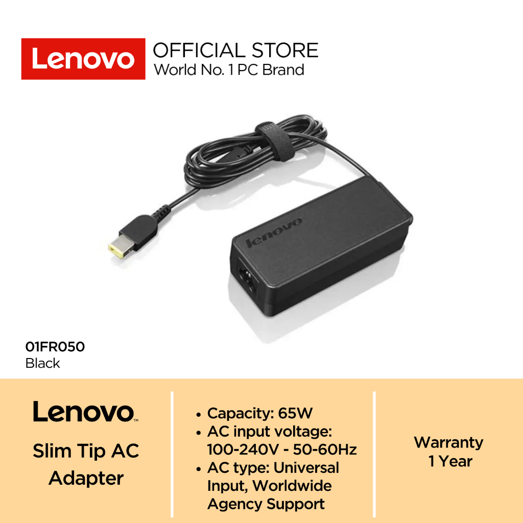 Lenovo 65W Slim Tip 20V AC Adapter Charger 0A36262 ThinkPad ThinkBook V330 X1 P50s