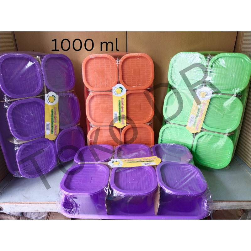 Set Toples plastik 6 pcs (1000ml) & nampan / Lemony plast