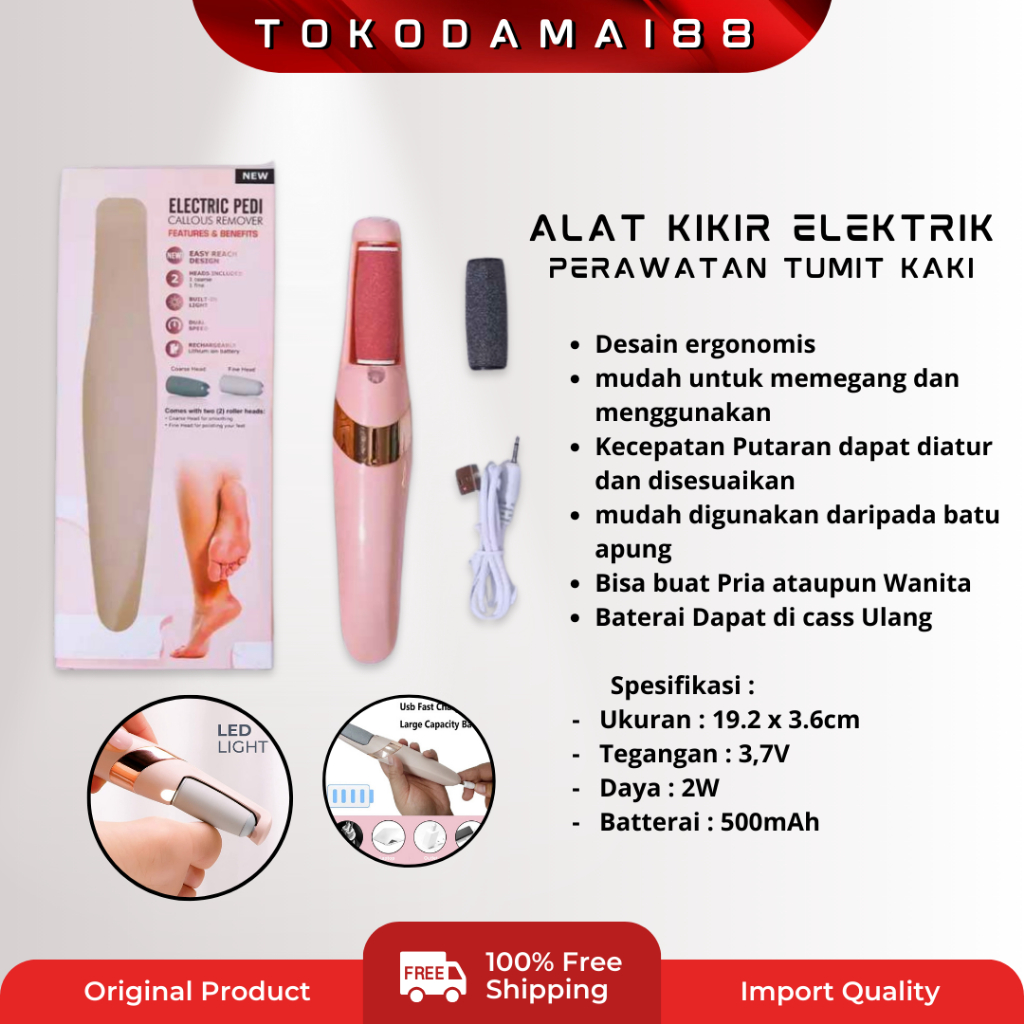 Kikir Kaki Elektrik Untuk Alat Pedikur Pengasah Tumit Alat Perawatan Kaki Profesional