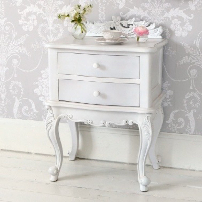 Nakas Duco Putih laci 2 Meja Samping Cat duco Meja Kecil cat putih