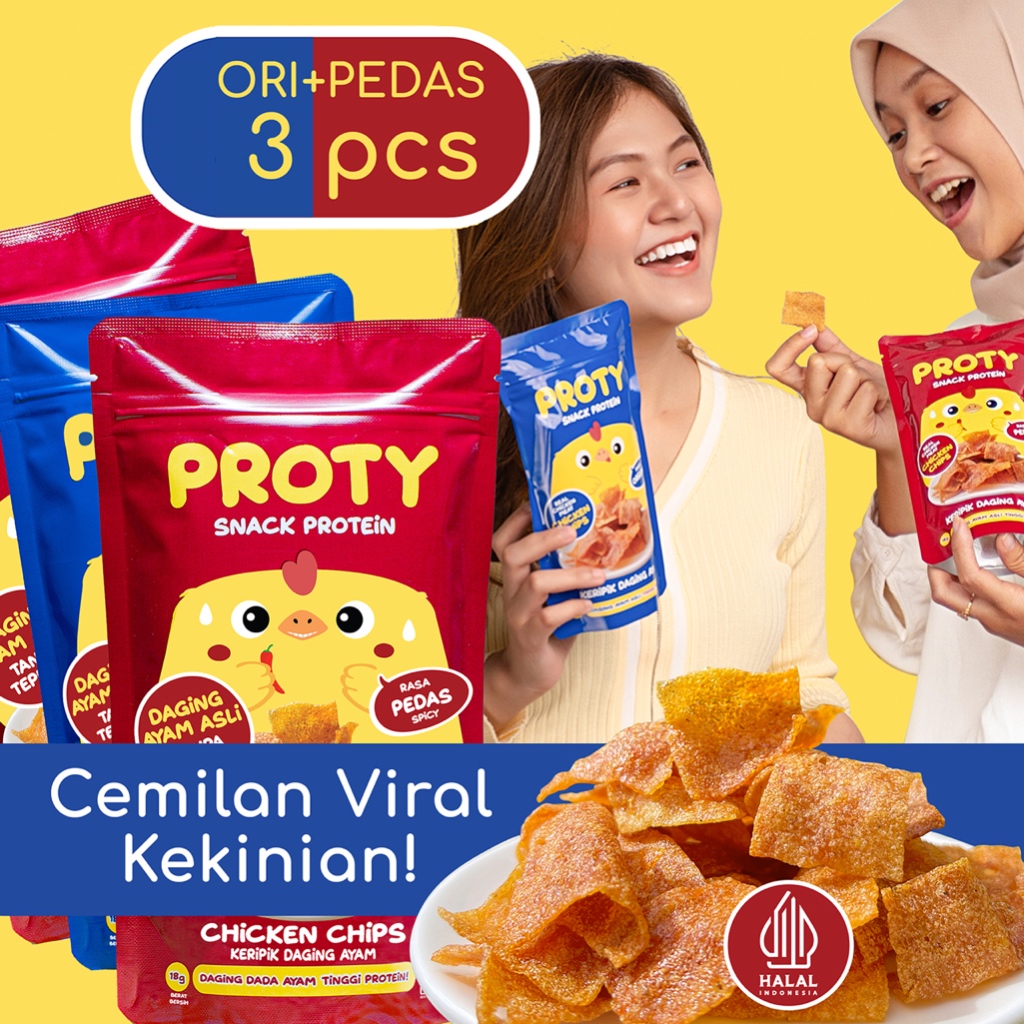 

PROTY Keripik / Kerupuk Sehat Chicken Chips Ori(1 pcs)+Pedas(2 pcs) - Non MSG dan pengawet