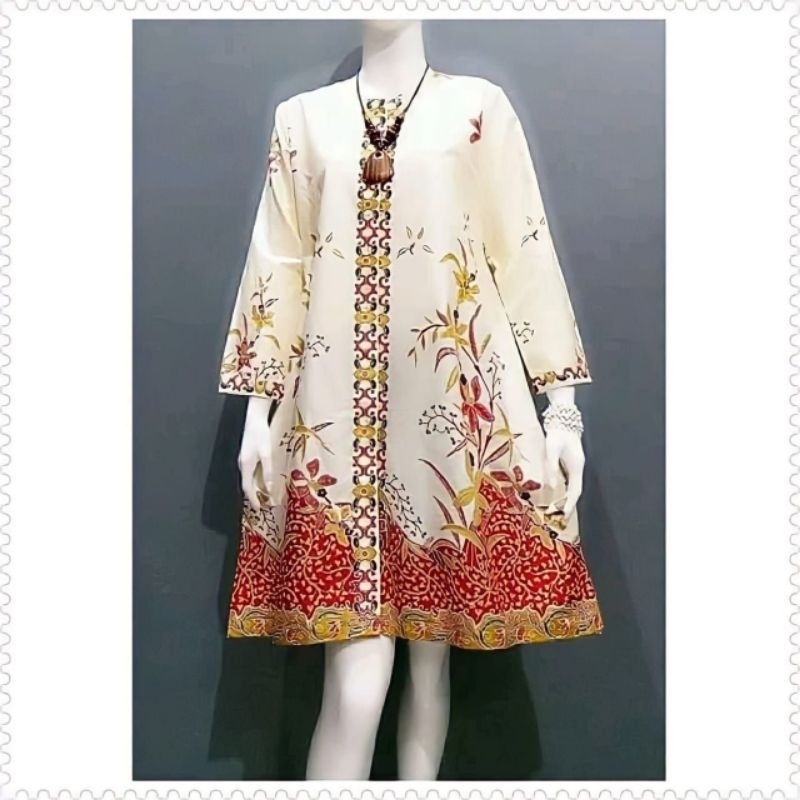 Tunik Batik Atasan Wanita Modern Kekinian Jumbo - Baju Batik Wanita Kerja Pesta