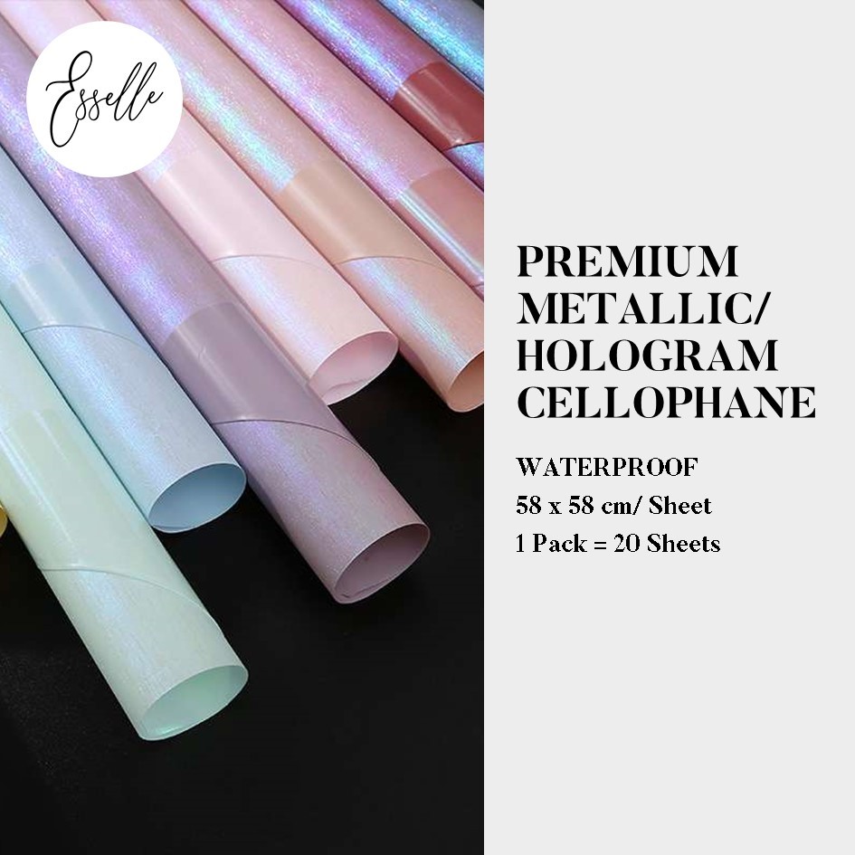 

PREMIUM METALLIC CELLOPHANE (5 LEMBAR)/ PREMIUM METALLIC PAPER WRAPPING / KERTAS BUKET HOLOGRAM