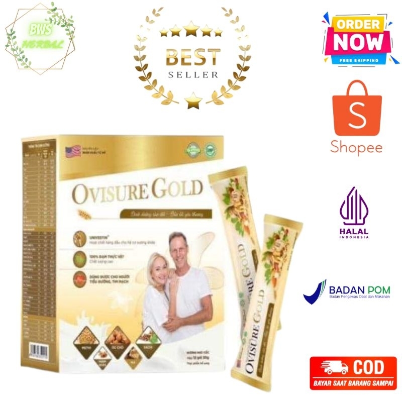 

OVISURE GOLD SUSU OBAT VITAMIN TULANG DAN SENDI SYARAF KEJEPIT KERAM ORIGINAL USA 12 SACHET