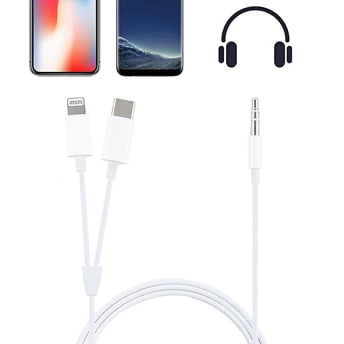 Splitter AUDIO ADAPTER CABLE 2 IN 1 JH-CM32 TYPE C DAN LIGHTNING TO 3.5MM