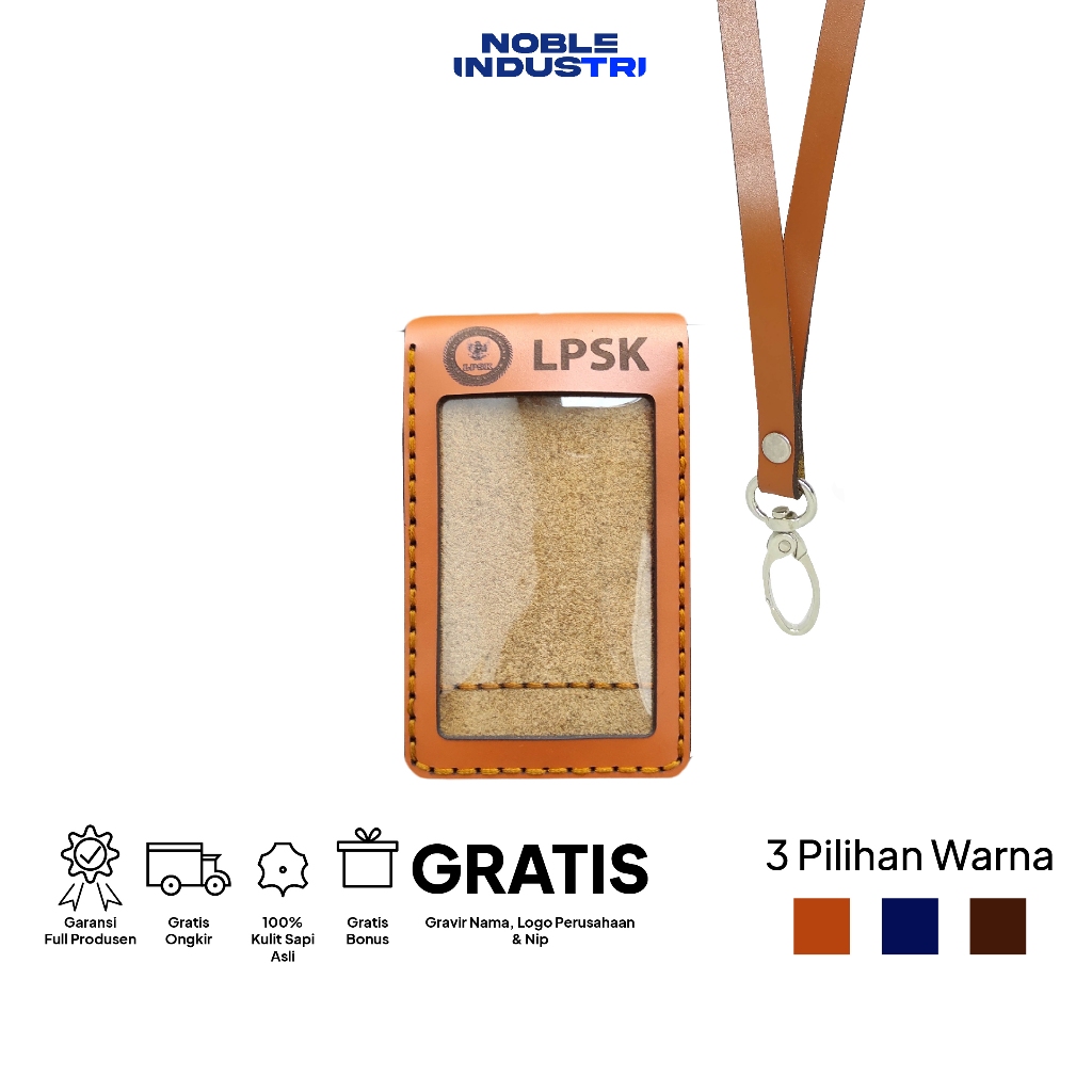 

ID Card Holder Kulit Magnet Flip 2 Sisi Name Tag Lanyard Kostum Cetak Nama Logo