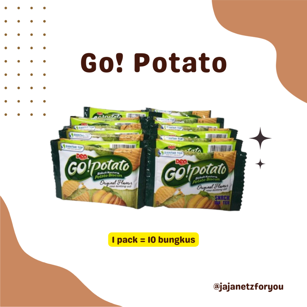 

Biskuit Go! Potato Original 500an (1 pack/renceng = 10 pcs x 10gr)