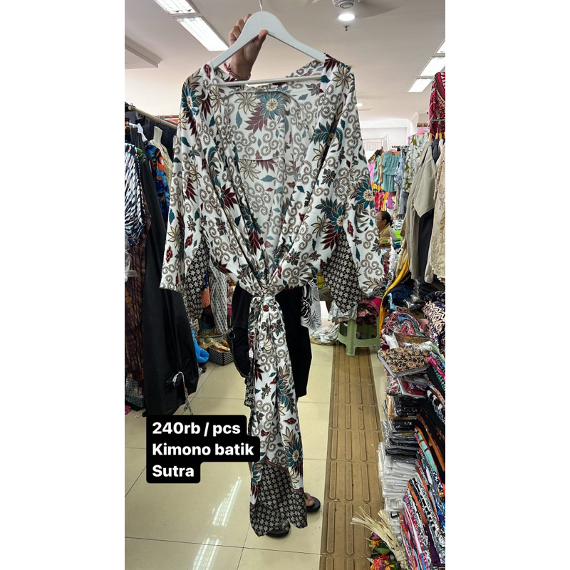 kimono batik satin halus premium panjang