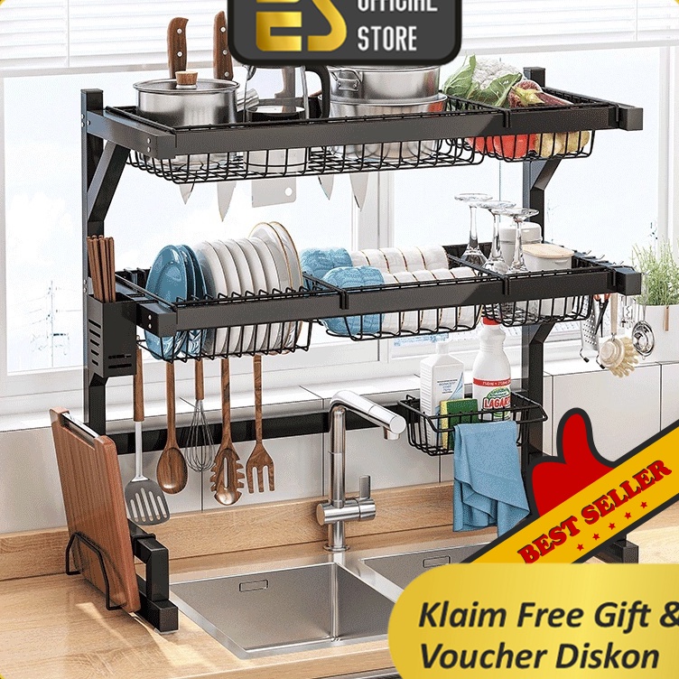 HGMH3977 DiSkon  ES Rak Piring Wastafel Stainless Steel Rak Cuci Piring Dapur Rak Penyimpanan Piring