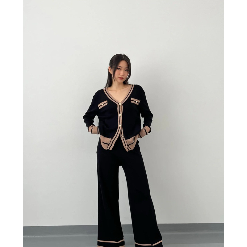 Olga Long Sleeves Cardigan Cullote Set /one set / baju wanita